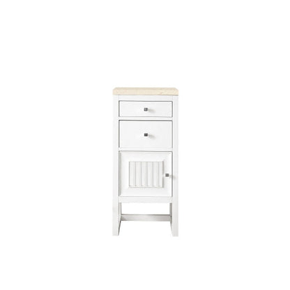 James Martin Athens 15" Left Side Opening Glossy White Side Cabinet With 1" Eternal Marfil Top