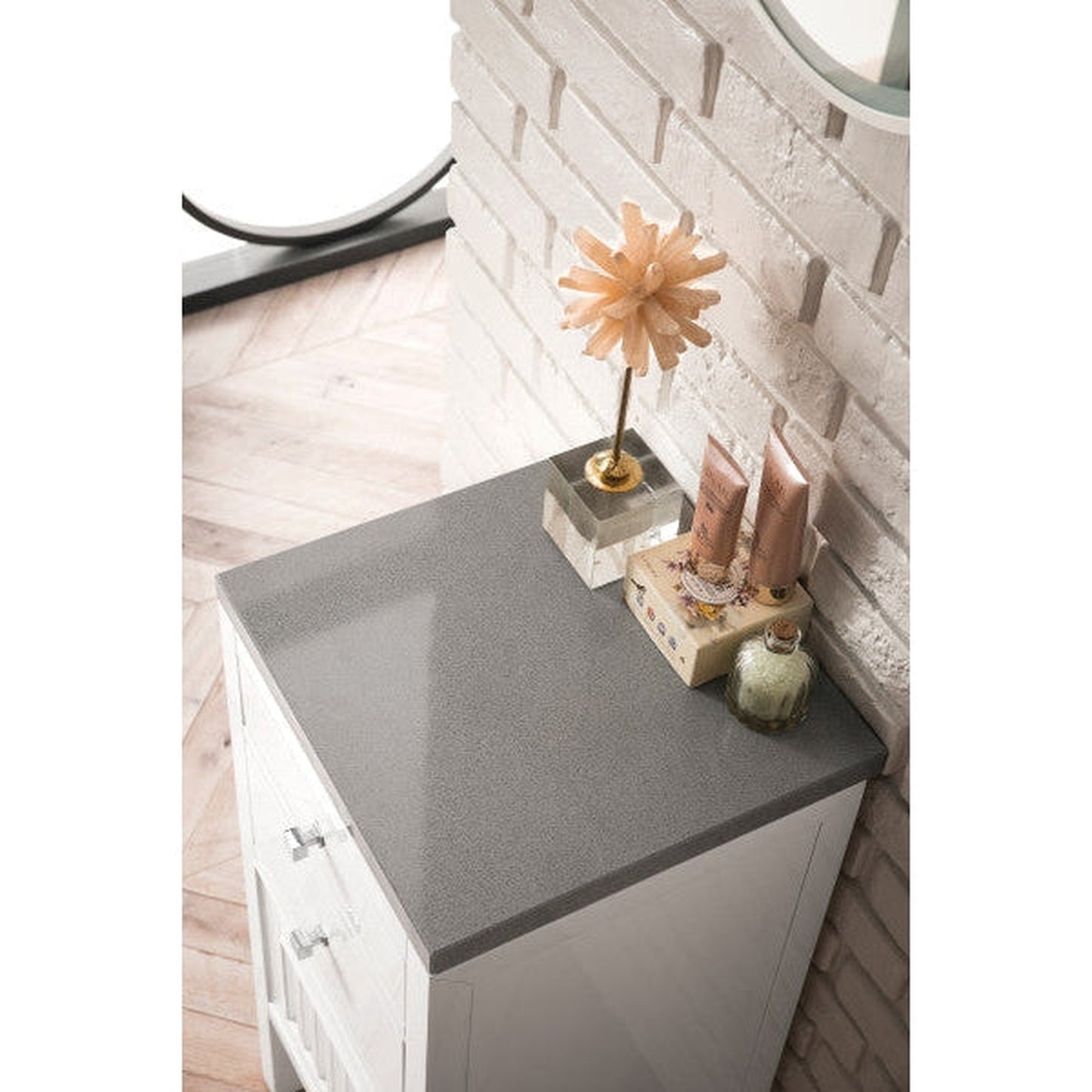 James Martin Athens 15" Left Side Opening Glossy White Side Cabinet With 1" Grey Expo Quartz Top