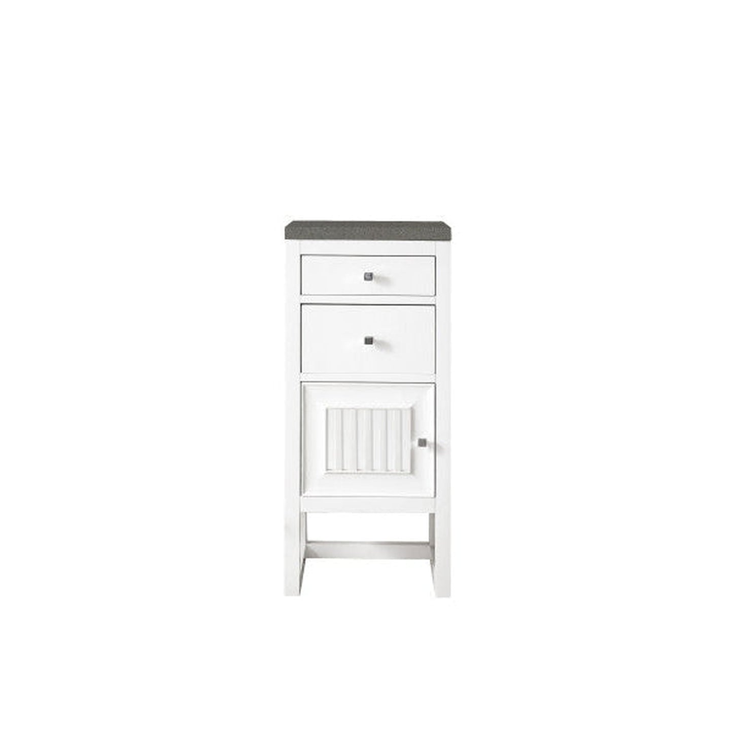 James Martin Athens 15" Left Side Opening Glossy White Side Cabinet With 1" Grey Expo Quartz Top