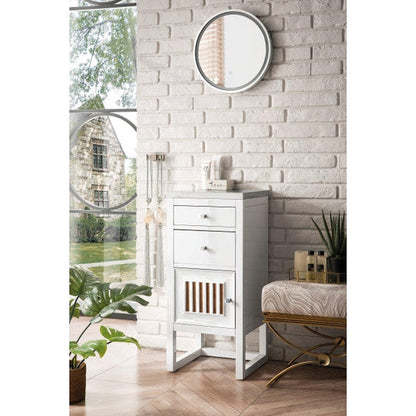 James Martin Athens 15" Left Side Opening Glossy White Side Side Cabinett With 1" Arctic Fall Solid Surface Top