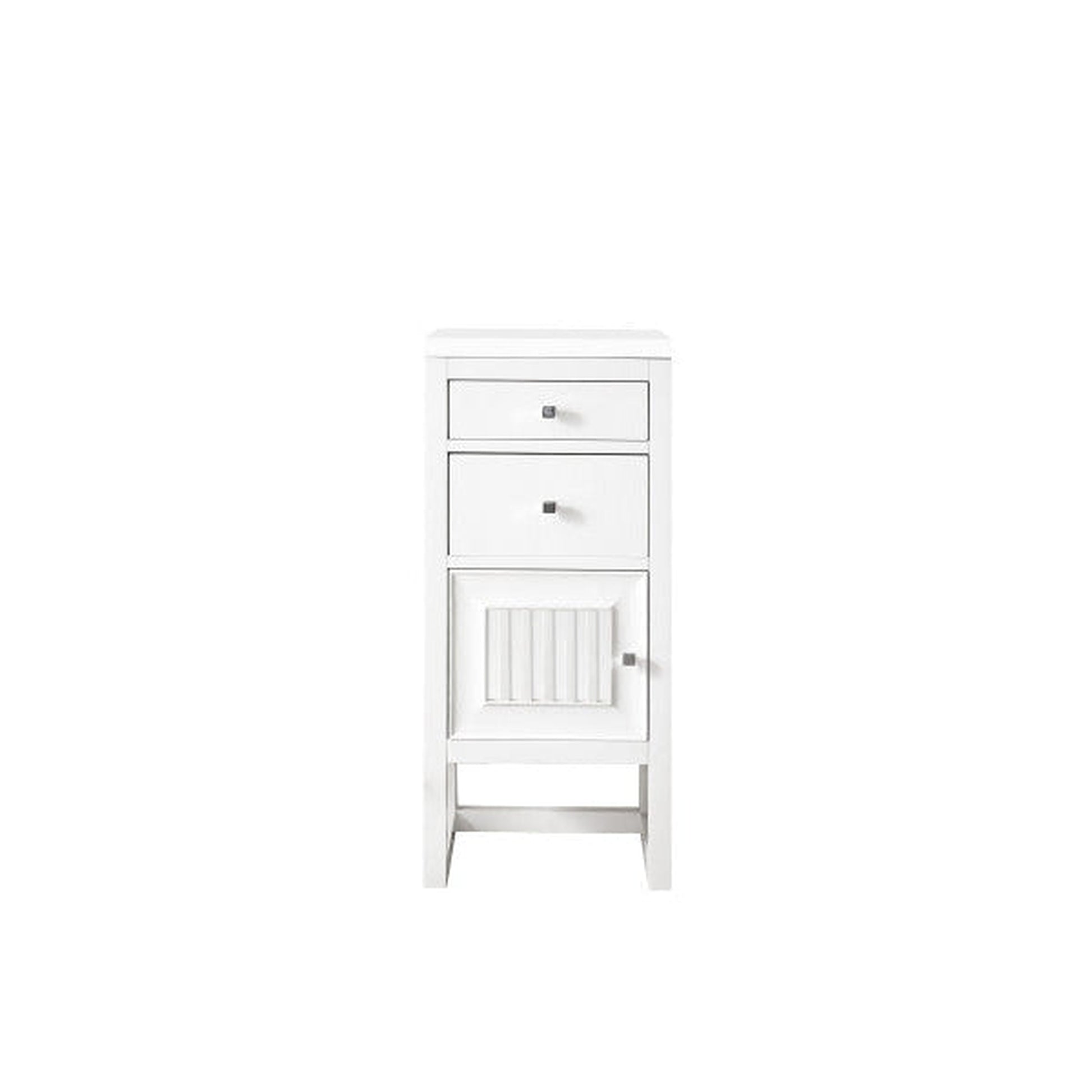 James Martin Athens 15" Left Side Opening White Side Cabinet With 1" Classic White Quartz Top