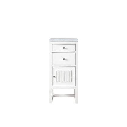 James Martin Athens 15" Right Side Opening Glossy White Side Cabinet With 1" Carrara Marble Top