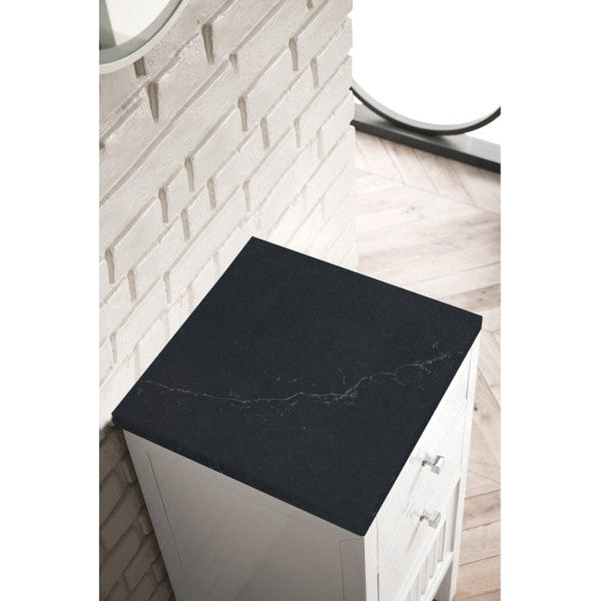 James Martin Athens 15" Right Side Opening Glossy White Side Cabinet With 1" Charcoal Soapstone Quartz Top