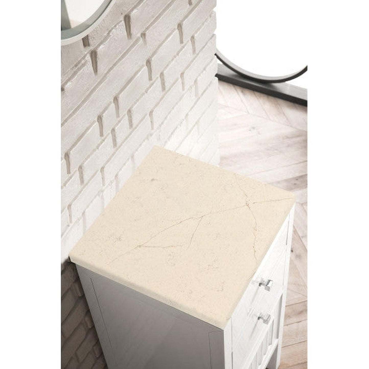 James Martin Athens 15" Right Side Opening Glossy White Side Cabinet With 1" Eternal Marfil Top