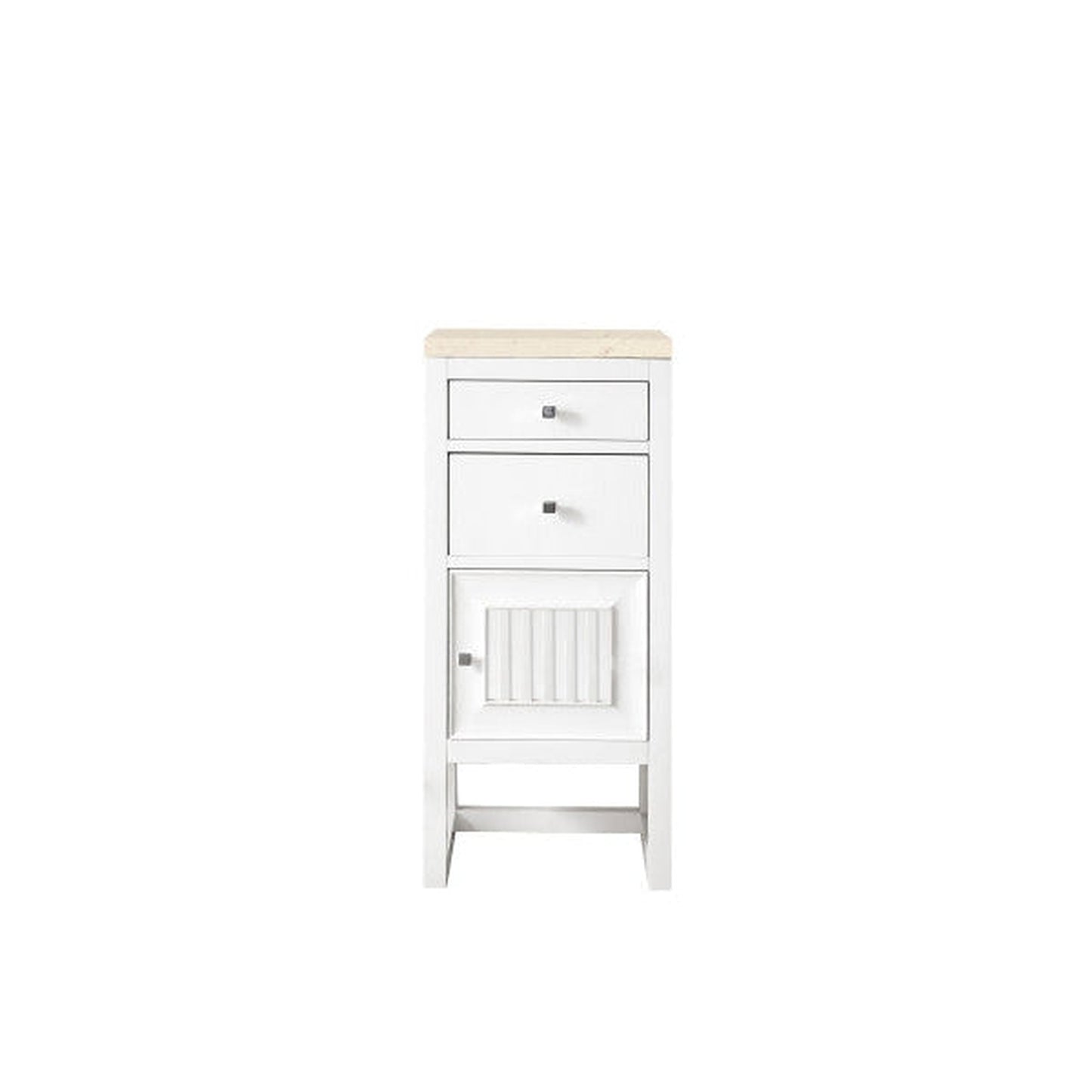 James Martin Athens 15" Right Side Opening Glossy White Side Cabinet With 1" Eternal Marfil Top