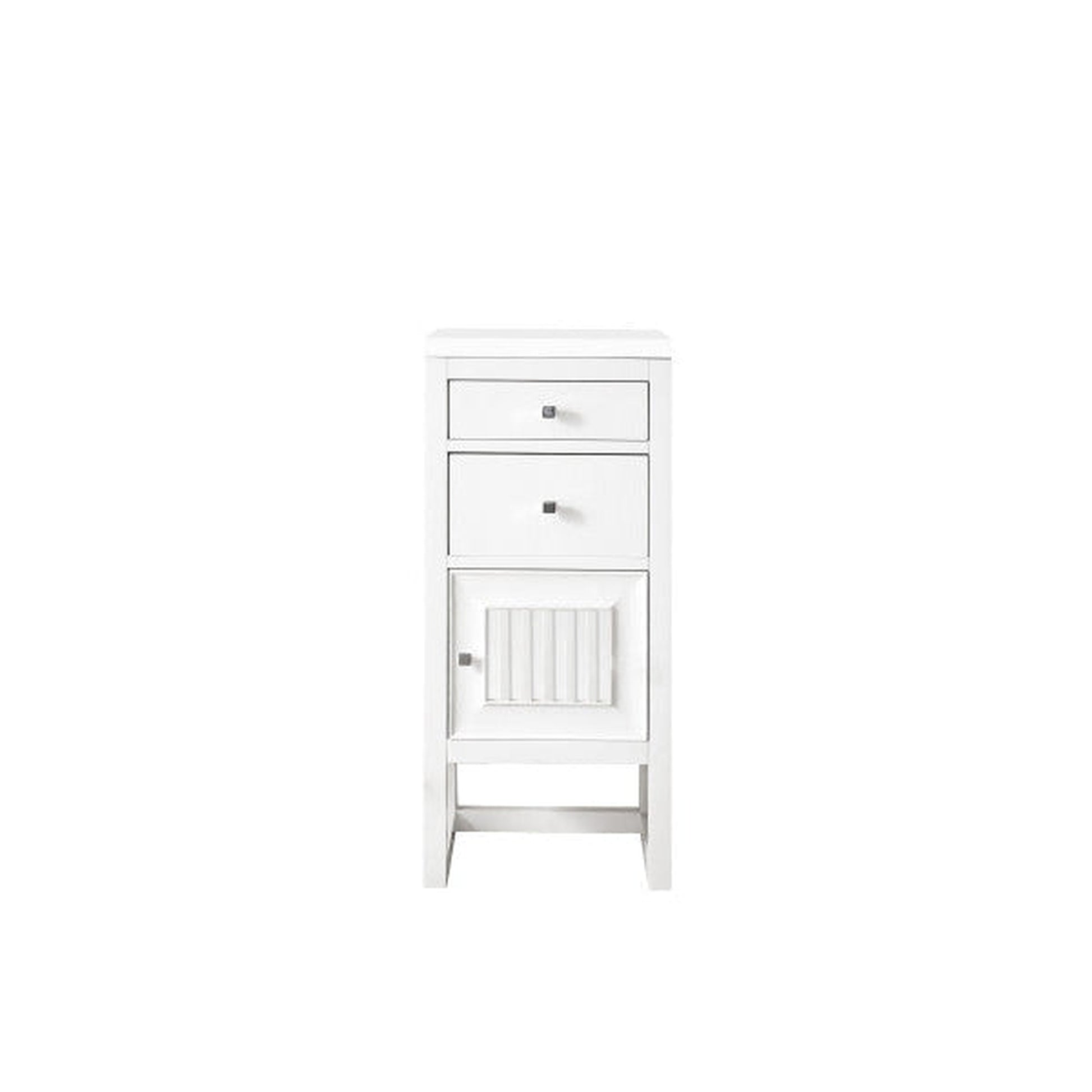 James Martin Athens 15" Right Side Opening White Side Cabinet With 1" Classic White Quartz Top