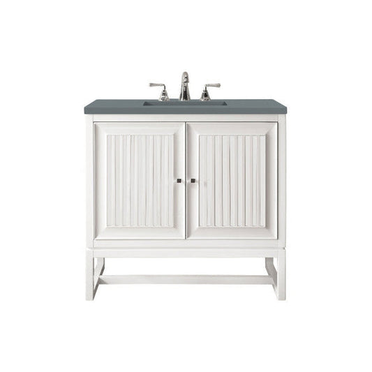 James Martin Athens 30" Single Glossy White Bathroom Vanity With 1" Cala Blue Quartz Top and Rectangular Ceramic Sink