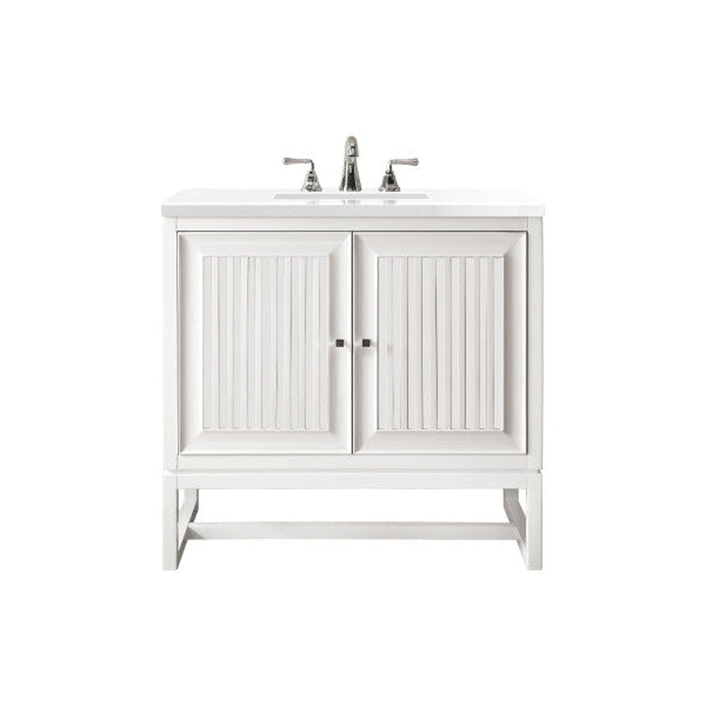 James Martin Athens 30" Single Glossy White Bathroom Vanity With 1" Classic White Quartz Top and Rectangular Ceramic Sink