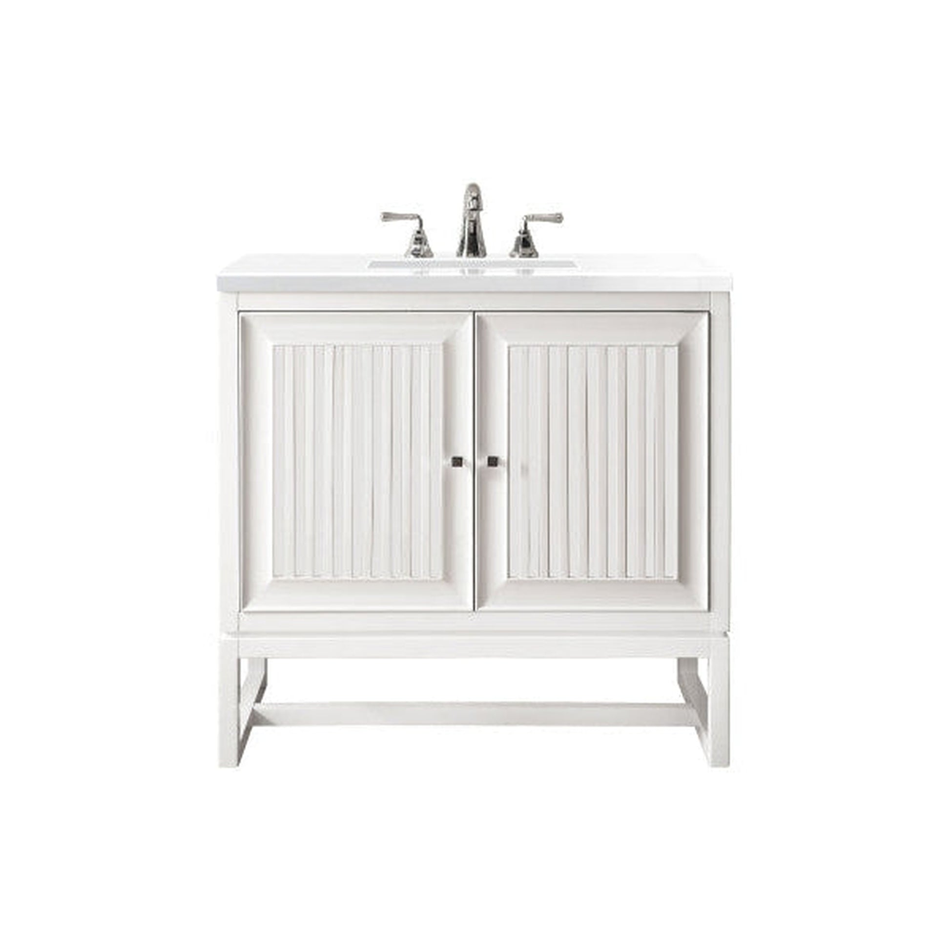 James Martin Athens 30" Single Glossy White Bathroom Vanity With 1" Classic White Quartz Top and Rectangular Ceramic Sink