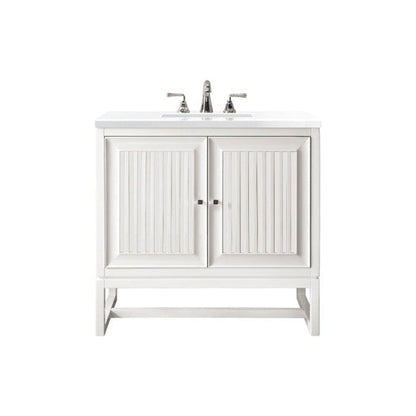 James Martin Athens 30" Single Glossy White Bathroom Vanity With 1" Classic White Quartz Top and Rectangular Ceramic Sink