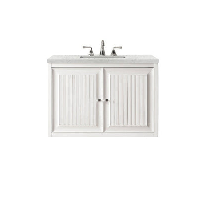 James Martin Athens 30" Single Glossy White Bathroom Vanity With 1" Eternal Jasmine Pearl Quartz Top and Rectangular Ceramic Sink