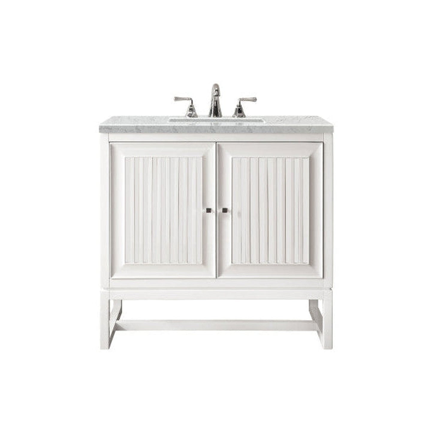 James Martin Athens 30" Single Glossy White Bathroom Vanity With 1" Eternal Jasmine Pearl Quartz Top and Rectangular Ceramic Sink