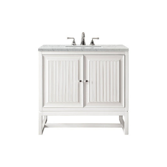 James Martin Athens 30" Single Glossy White Bathroom Vanity With 1" Eternal Jasmine Pearl Quartz Top and Rectangular Ceramic Sink