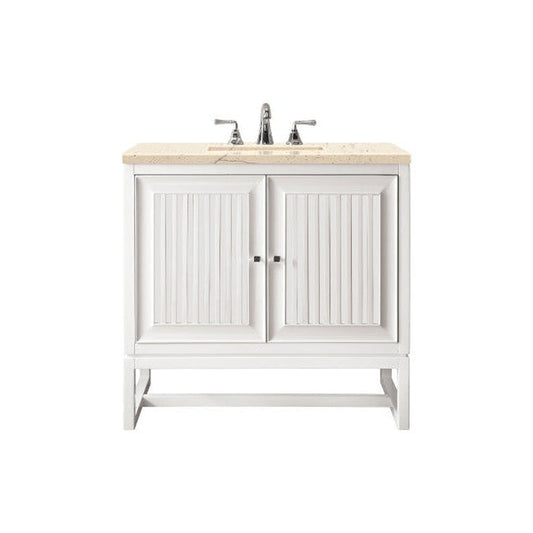 James Martin Athens 30" Single Glossy White Bathroom Vanity With 1" Eternal Marfil Quartz Top and Rectangular Ceramic Sink