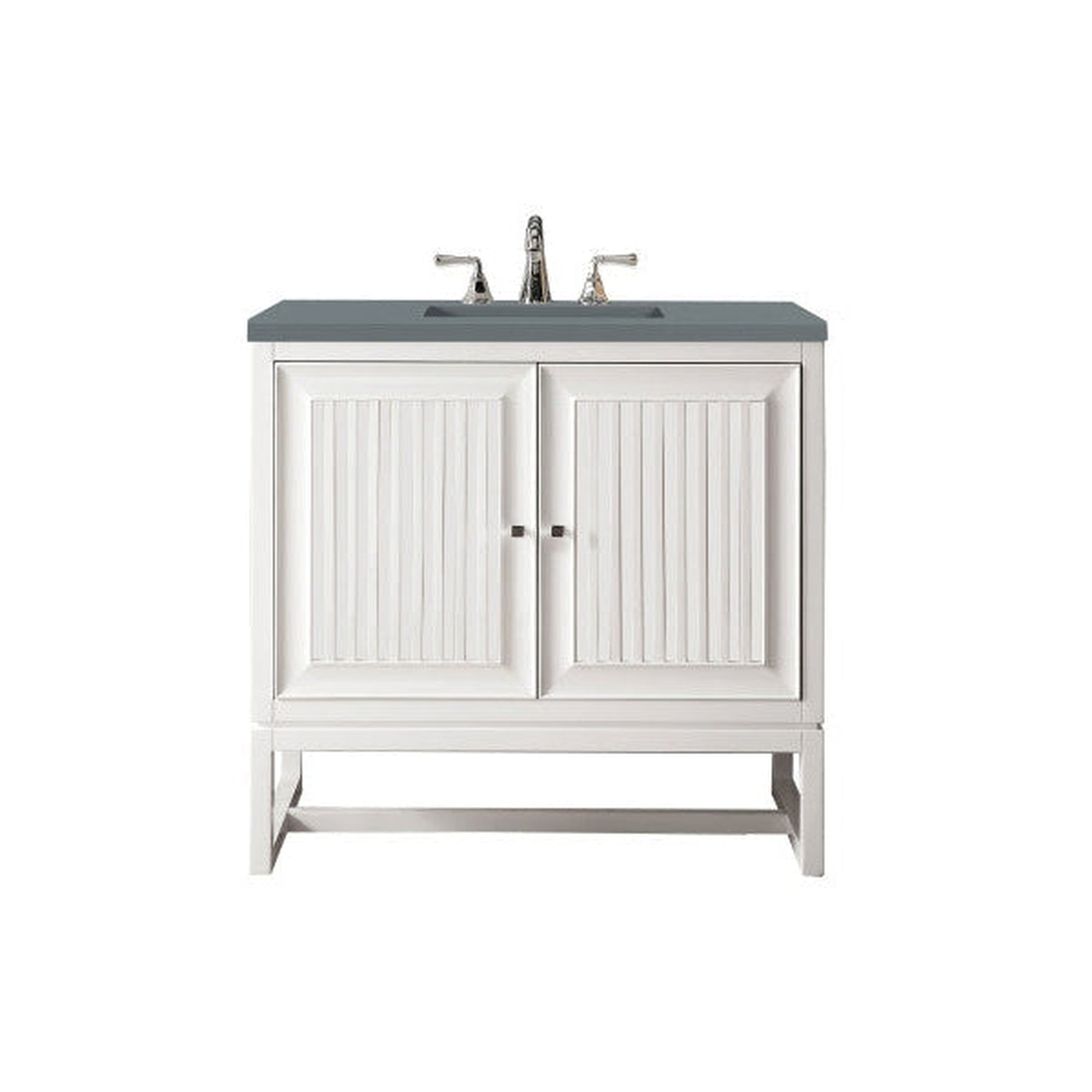 James Martin Athens 36" Single Glossy White Bathroom Vanity With 1" Cala Blue Quartz Top and Rectangular Ceramic Sink