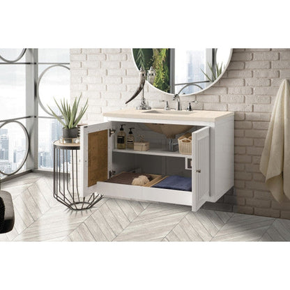 James Martin Athens 36" Single Glossy White Bathroom Vanity With 1" Eternal Marfil Quartz Top and Rectangular Ceramic Sink