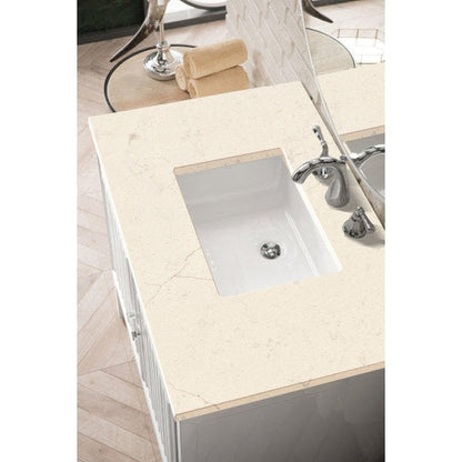 James Martin Athens 36" Single Glossy White Bathroom Vanity With 1" Eternal Marfil Quartz Top and Rectangular Ceramic Sink