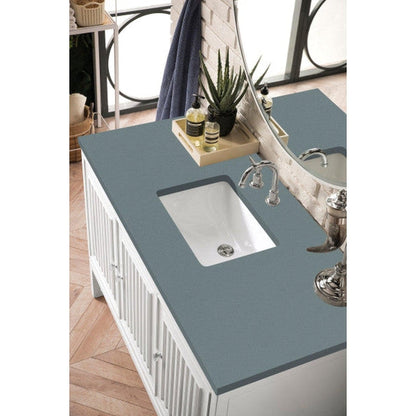 James Martin Athens 48" Single Glossy White Bathroom Vanity With 1" Cala Blue Quartz Top and Rectangular Ceramic Sink