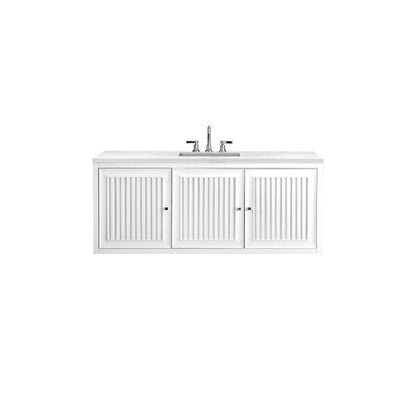 James Martin Athens 60" Single Glossy White Bathroom Vanity With 1" Arctic Fall Solid Surface Top and Rectangular Ceramic Sink