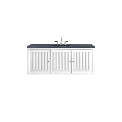 James Martin Athens 60" Single Glossy White Bathroom Vanity With 1" Charcoal Soapstone Quartz Top and Rectangular Ceramic Sink