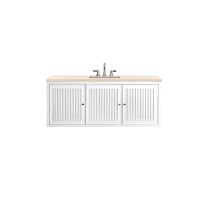 James Martin Athens 60" Single Glossy White Bathroom Vanity With 1" Eternal Marfil Quartz Top and Rectangular Ceramic Sink