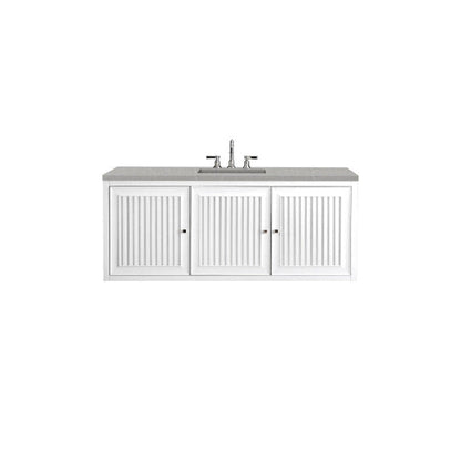 James Martin Athens 60" Single Glossy White Bathroom Vanity With 1" Eternal Serena Quartz Top and Rectangular Ceramic Sink