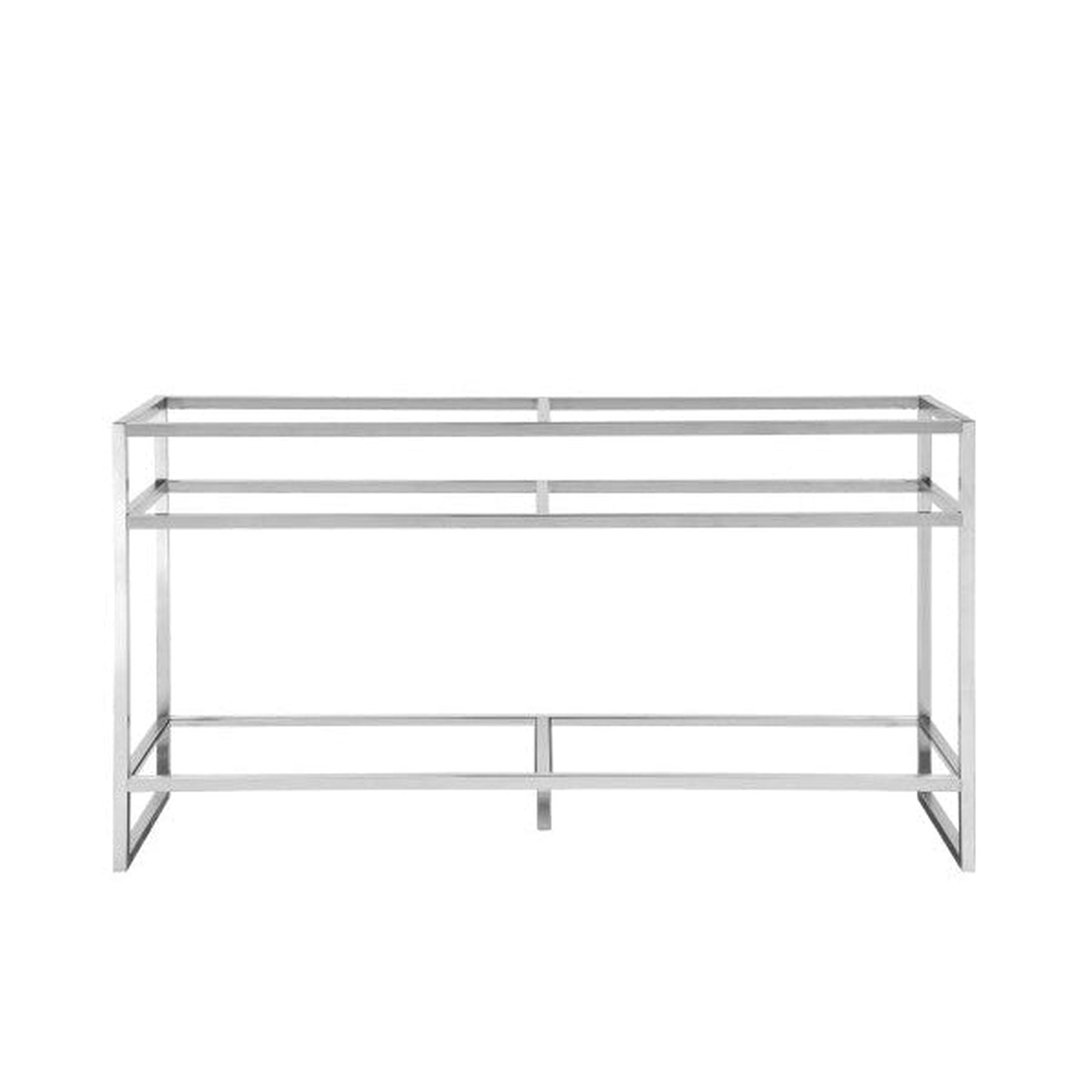 James Martin Boston 63" Double Brushed Nickel Stainless Steel Sink Console Stand