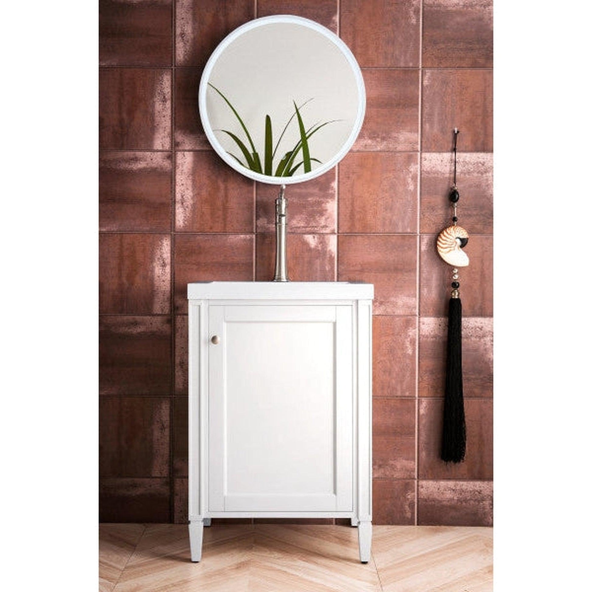 James Martin Britannia 24" Single Glossy White Cabinet With 2" Glossy White Composite Countertop