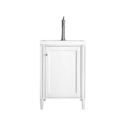 James Martin Britannia 24" Single Glossy White Cabinet With 2" Glossy White Composite Countertop