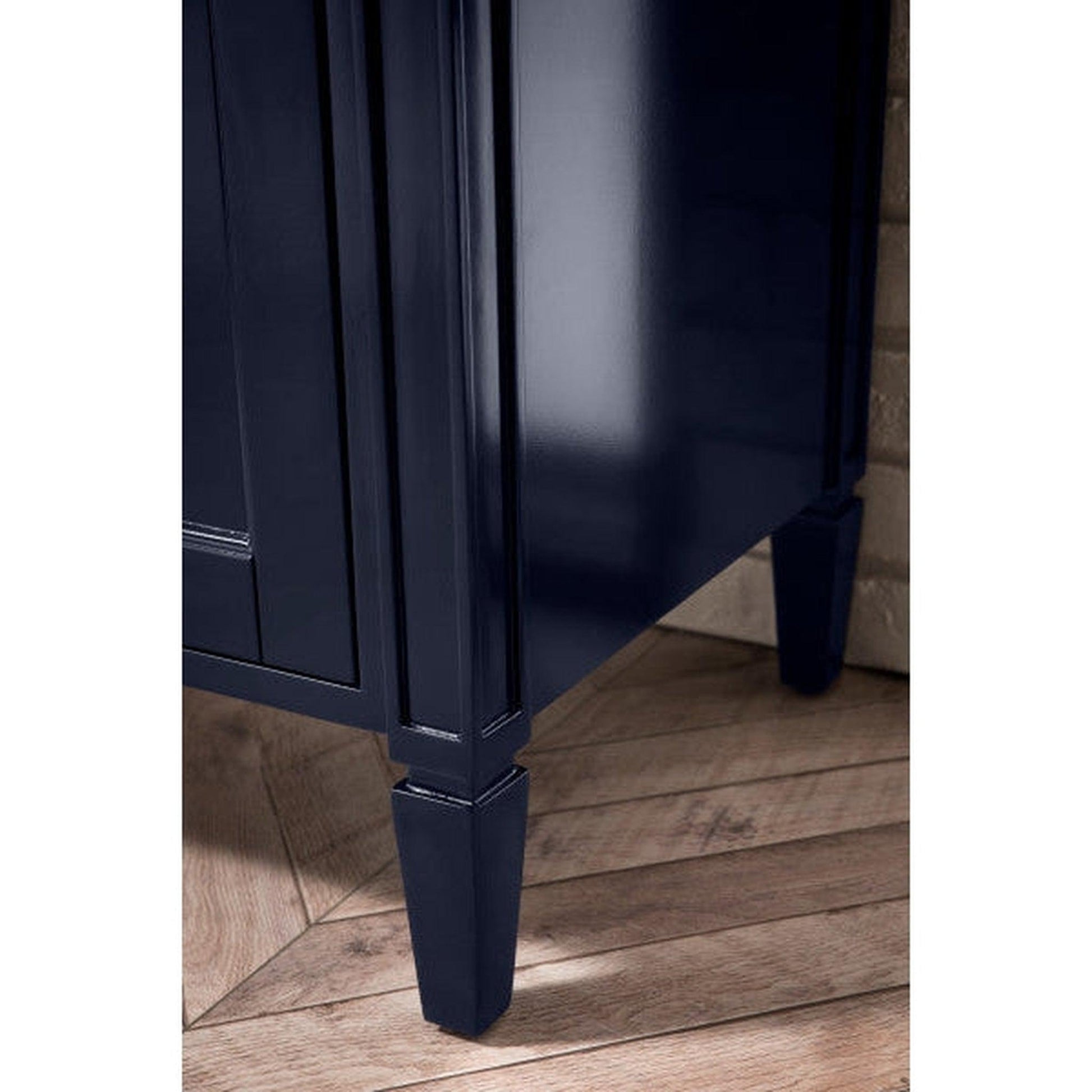 James Martin Britannia 24" Single Navy Blue Cabinet With 2" Glossy White Composite Countertop