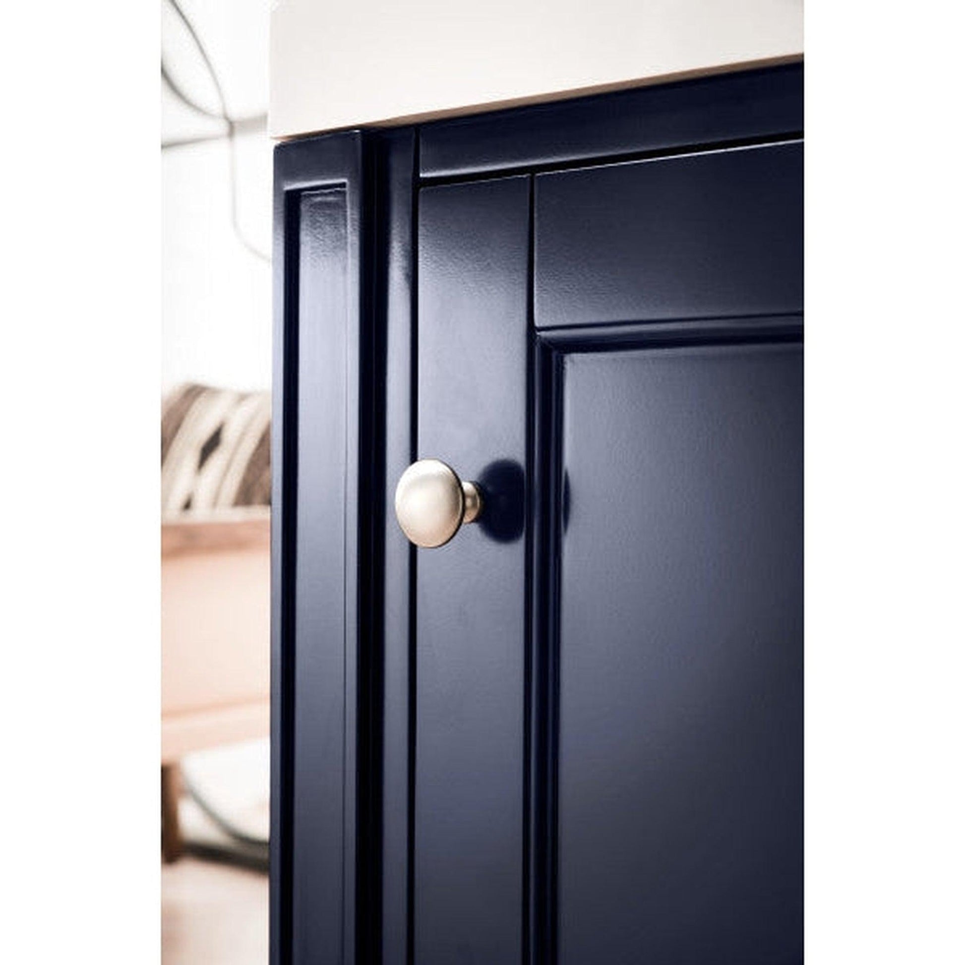 James Martin Britannia 24" Single Navy Blue Cabinet With 2" Glossy White Composite Countertop