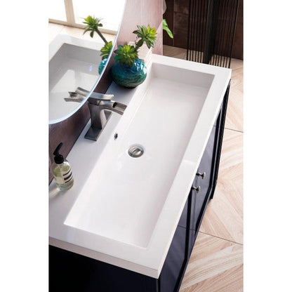 James Martin Britannia 39" Single Navy Blue Bathroom Vanity With 2" Glossy White Composite Countertop