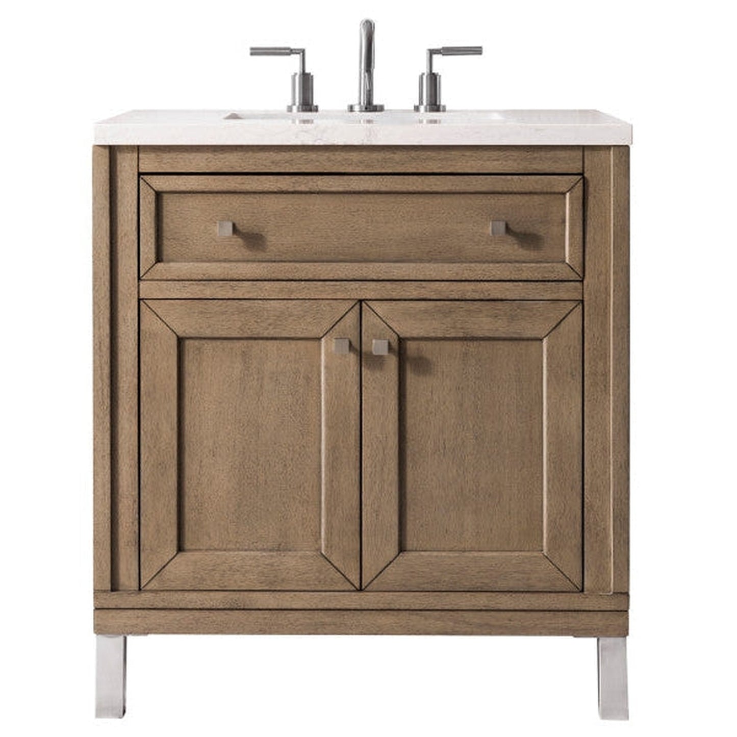 James Martin Chicago 30" Single Whitewashed Walnut Bathroom Vanity