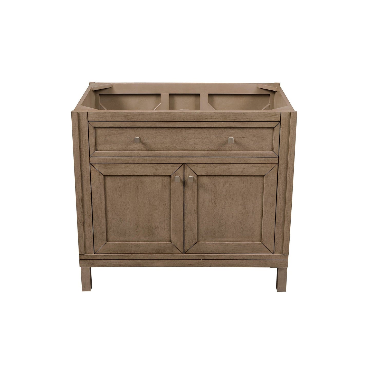 James Martin Chicago 36" Single Whitewashed Walnut Bathroom Vanity With 1" Cala Blue Quartz Top and Rectangular Ceramic Sink