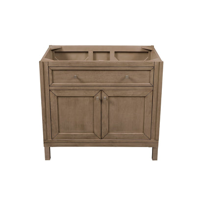 James Martin Chicago 36" Single Whitewashed Walnut Bathroom Vanity With 1" Eternal Serena Quartz Top and Rectangular Ceramic Sink