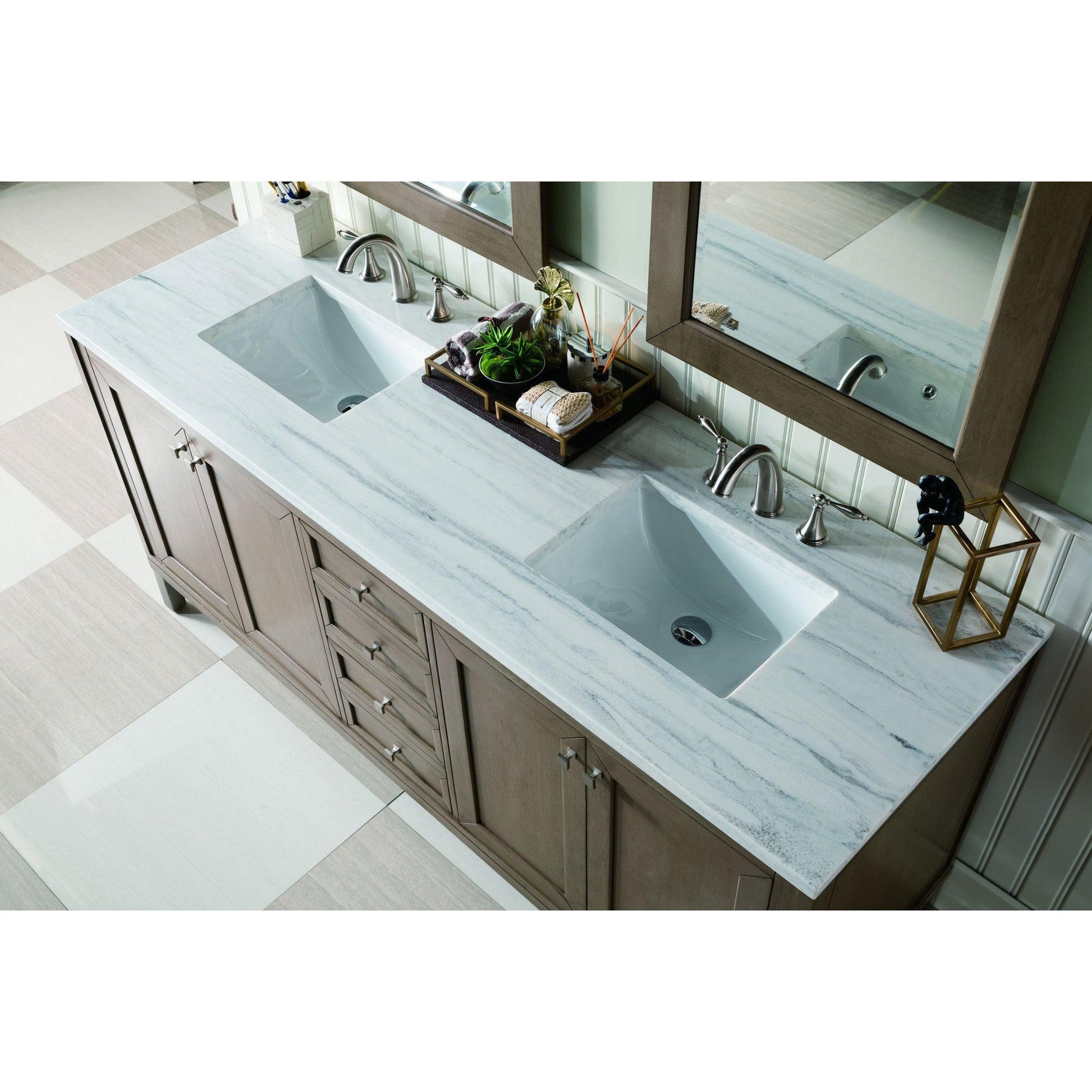 James Martin Chicago 72 Double Whitewashed Walnut Bathroom Vanity