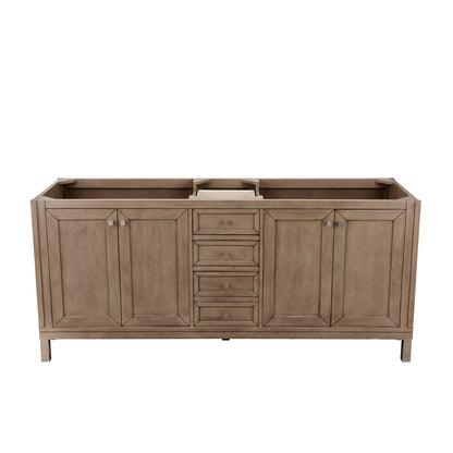 James Martin Chicago 72" Double Whitewashed Walnut Bathroom Vanity