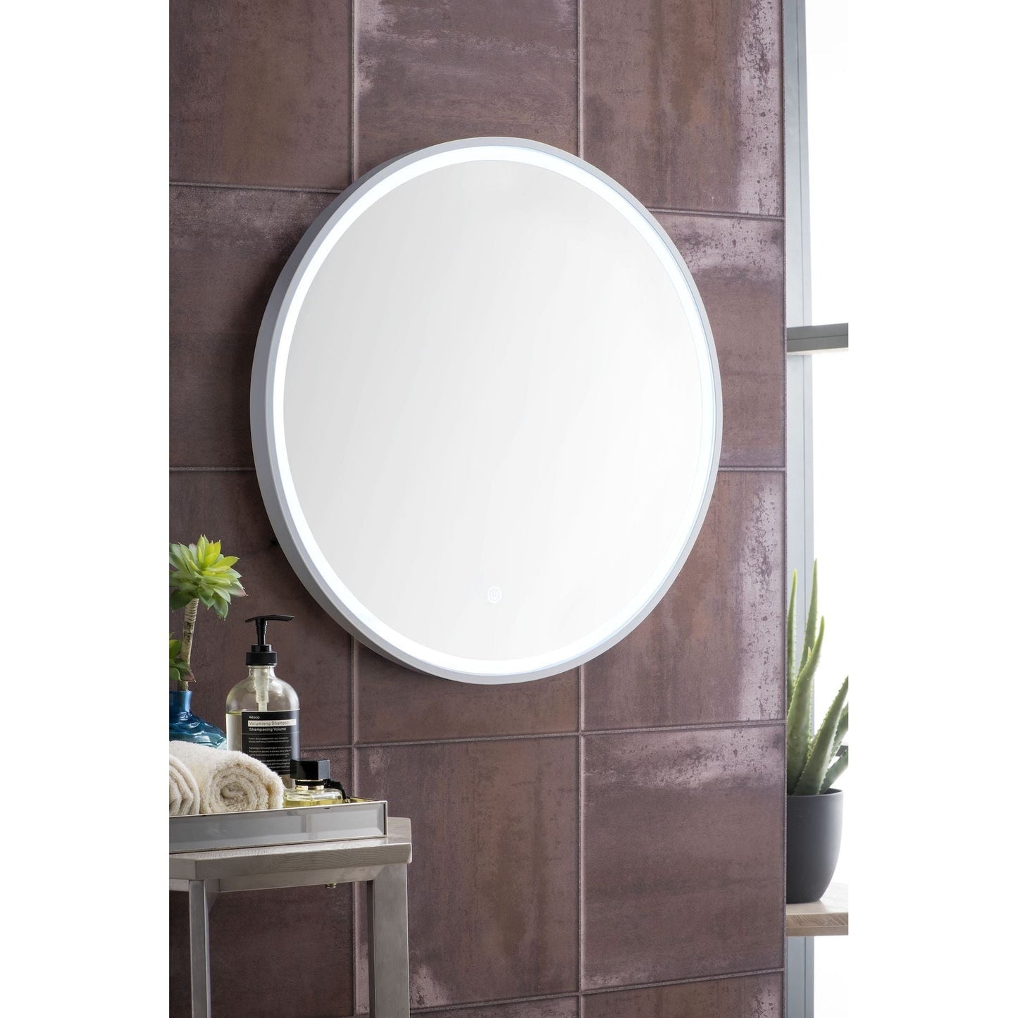 James Martin Cirque 24" x 24" Glossy White Round Mirror