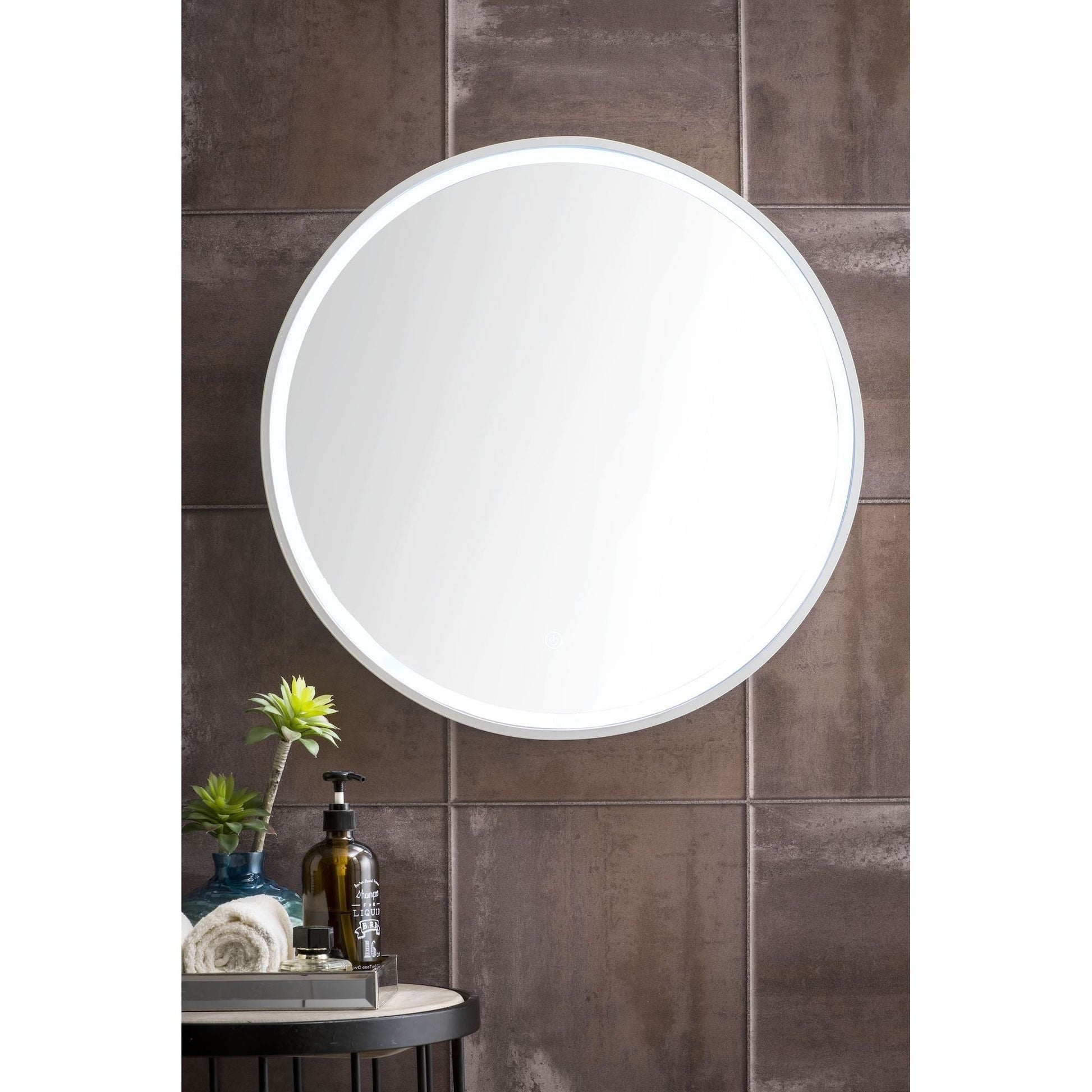 James Martin Cirque 24" x 24" Glossy White Round Mirror