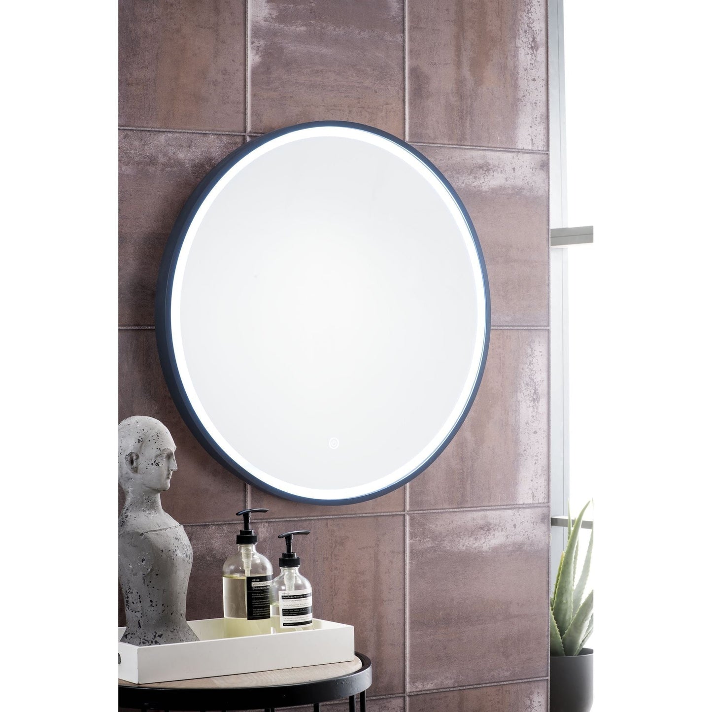 James Martin Cirque 24" x 24" Matte Black Round Mirror