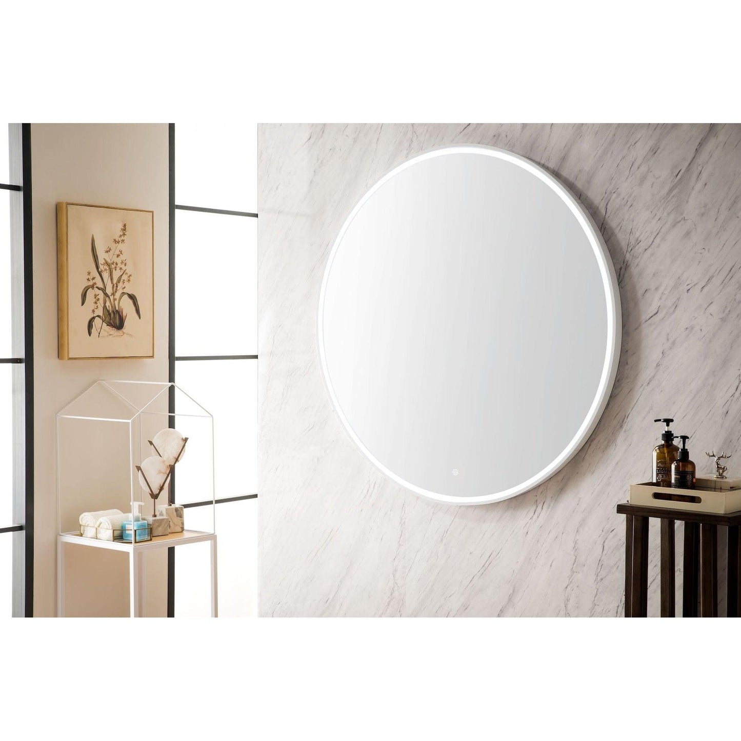 James Martin Cirque 42" x 42" Glossy White Round Mirror