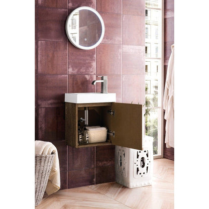 James Martin Columbia 16" Single Latte Oak Bathroom Vanity With 3" Glossy White Composite Countertop