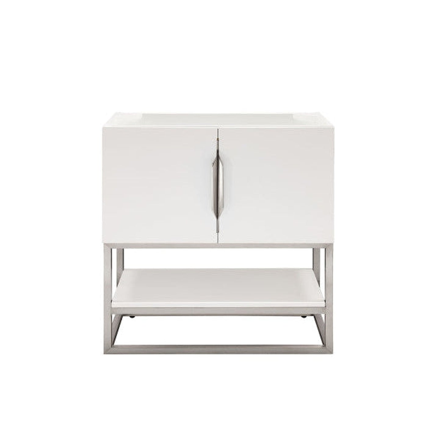 James Martin Columbia 32" Single Glossy White Bathroom Vanity With Brushed Nickel Hardware