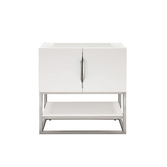 James Martin Columbia 32" Single Glossy White Bathroom Vanity With Brushed Nickel Hardware