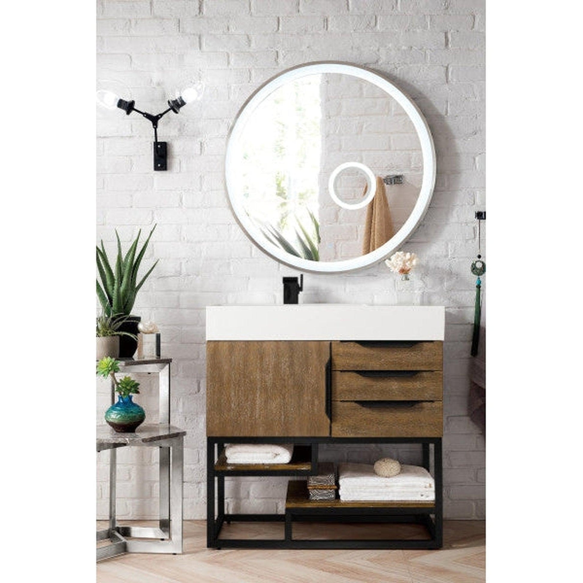 36 Columbia Single Bathroom Vanity, Latte Oak w/ Radiant Gold Base –  Vanities Depot