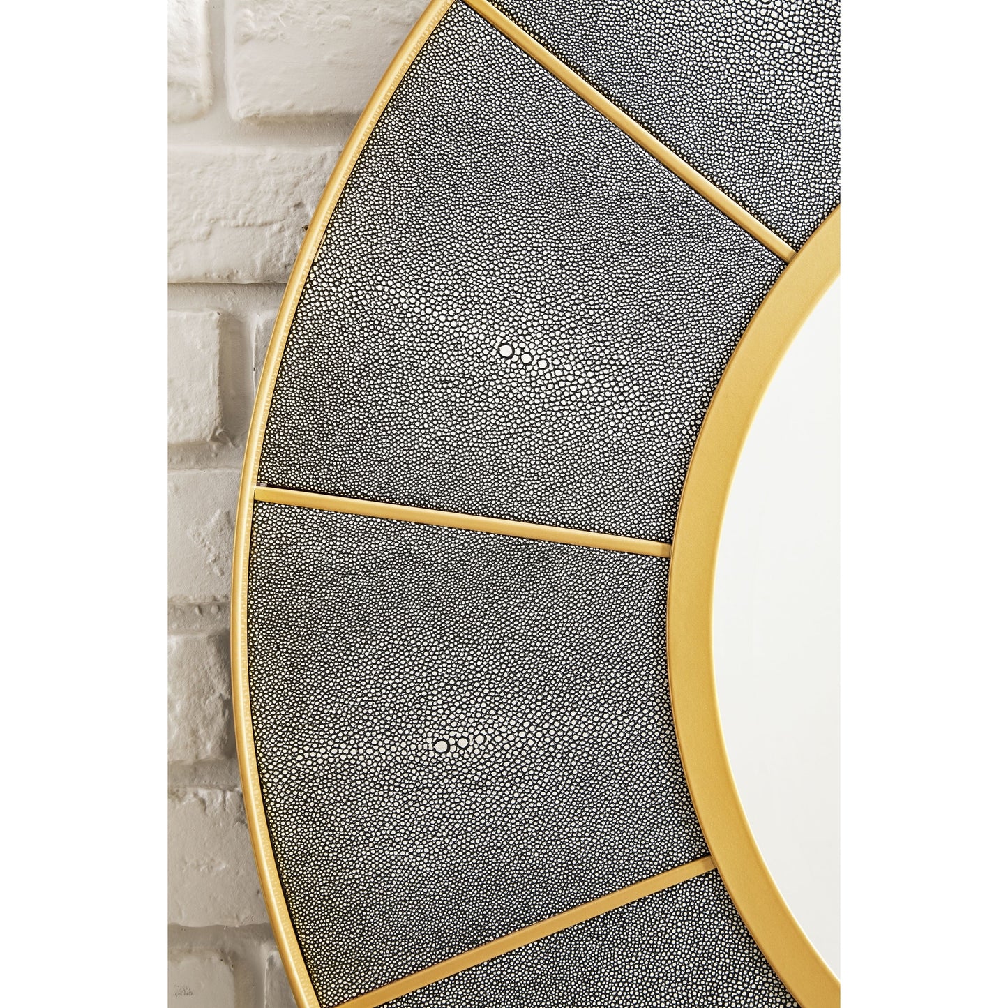 James Martin Compass 35" x 35" Crimson Gold and Shagreen Platinum Round Mirror