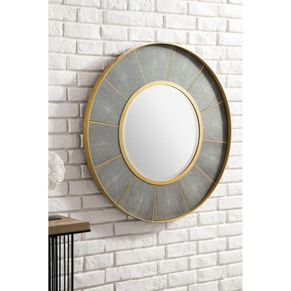 James Martin Compass 35" x 35" Crimson Gold and Shagreen Platinum Round Mirror