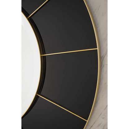 James Martin Compass 35" x 35" Radiant Gold and Glossy Black Round Mirror