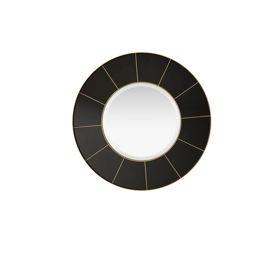 James Martin Compass 35" x 35" Radiant Gold and Glossy Black Round Mirror