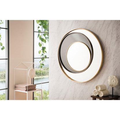 James Martin Cosmos 35" x 35" Radiant Gold and Onyx Round Mirror